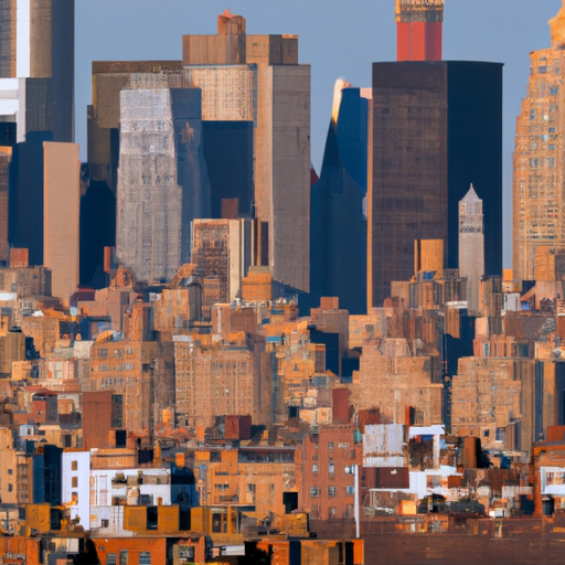 1. מבט פנורמי של קו הרקיע של ניו יורק הממחיש את הצפיפות הגבוהה של מבני מגורים ומסחר.